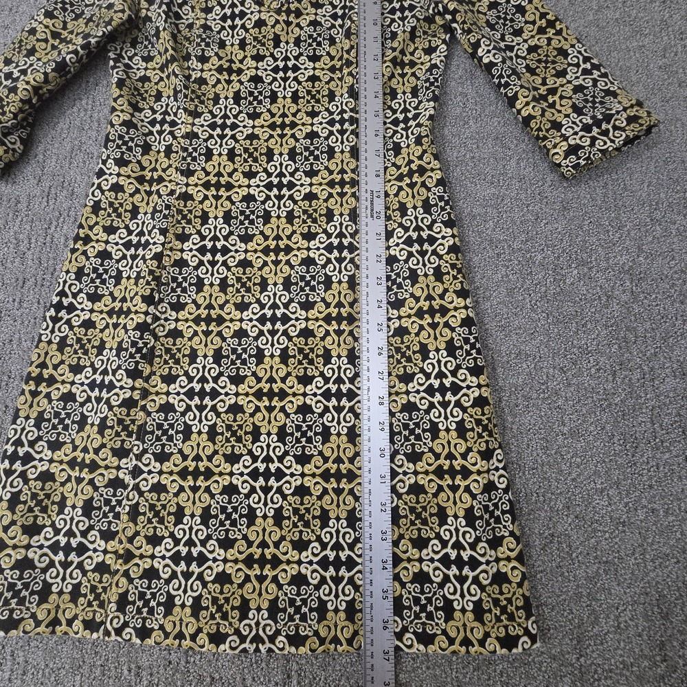 J McLaughlin Cadence Stretch Denim Dress Newport Scroll Print Retro Mod Size S - Picture 4 of 7